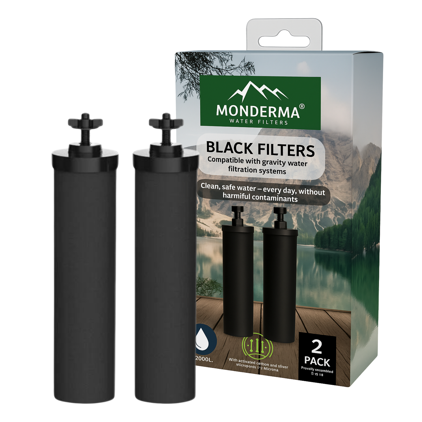 Monderma Black filters - MD-black-filter-2 filtration cartridge, Berkey compatible