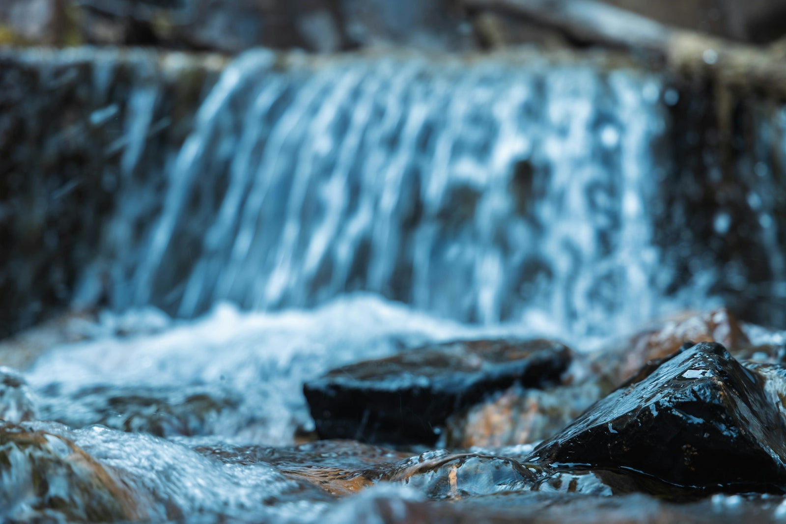 Water flowing over rocks in a stream