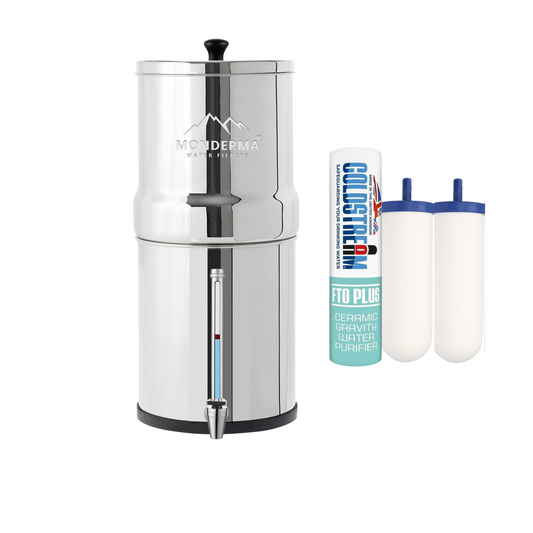 Monderma Max Big 8.5L water fountain - includes 2 FTO+ filters, 1 tap with view