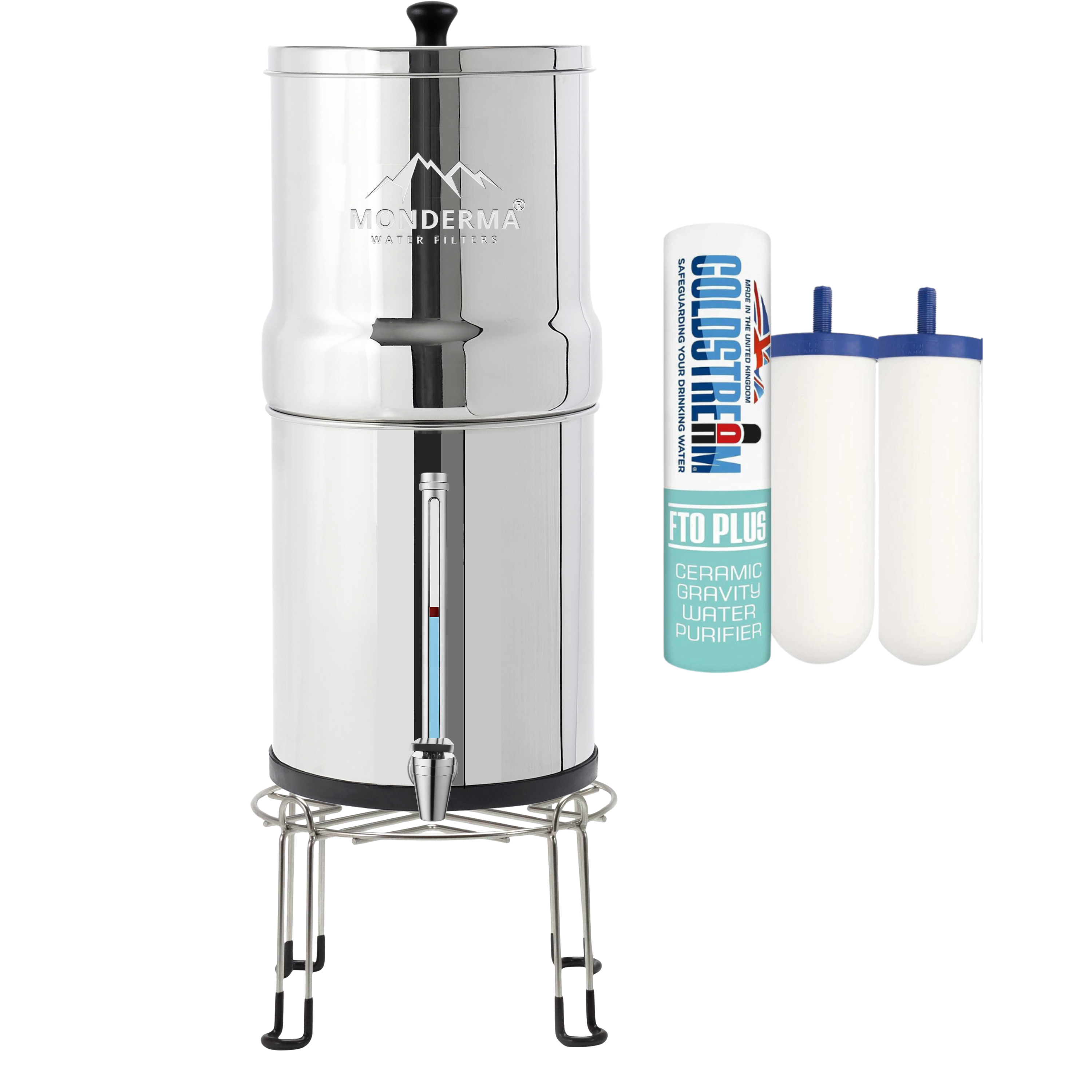 Fontaine Monderma Max Big 8.5L - inclus 2 filtres FTO+ coldstream, 1 base inox, 1 robinet avec vue
