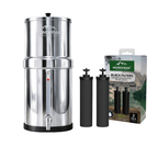 Monderma Fontaine à gravité purificateur d'eau Monderma Fontaine Travel 5.6L inox - 2 Black Filters - Robinet Vue - 12 mois de filtration