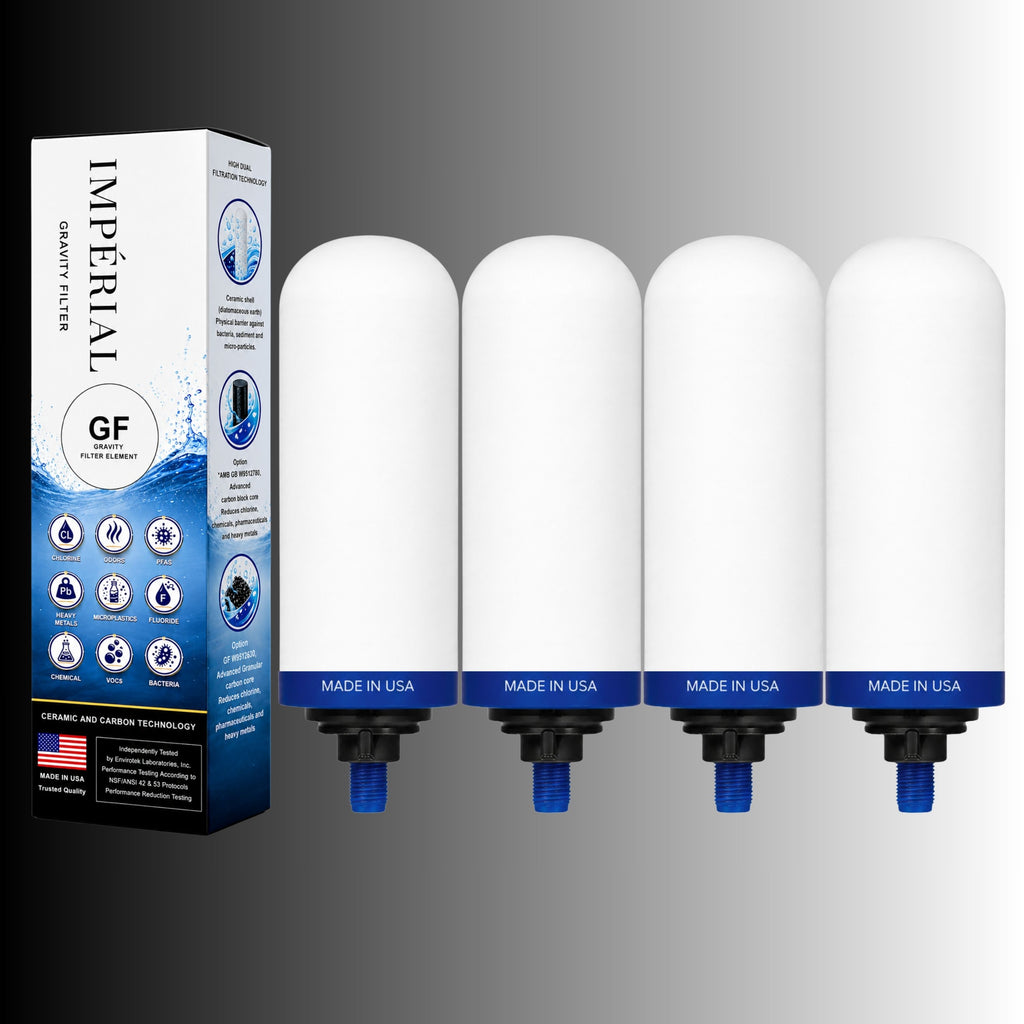Monderma Recharge filtration pour fontaine à gravité Filtre Monderma Imperial GF™ | Double Action Céramique & Charbon Actif Granulaire |24 mois/12 000 Litres