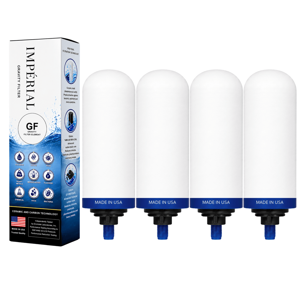 Monderma Recharge filtration pour fontaine à gravité Filtre Monderma Imperial GF™ | Double Action Céramique & Charbon Actif Granulaire |24 mois/12 000 Litres