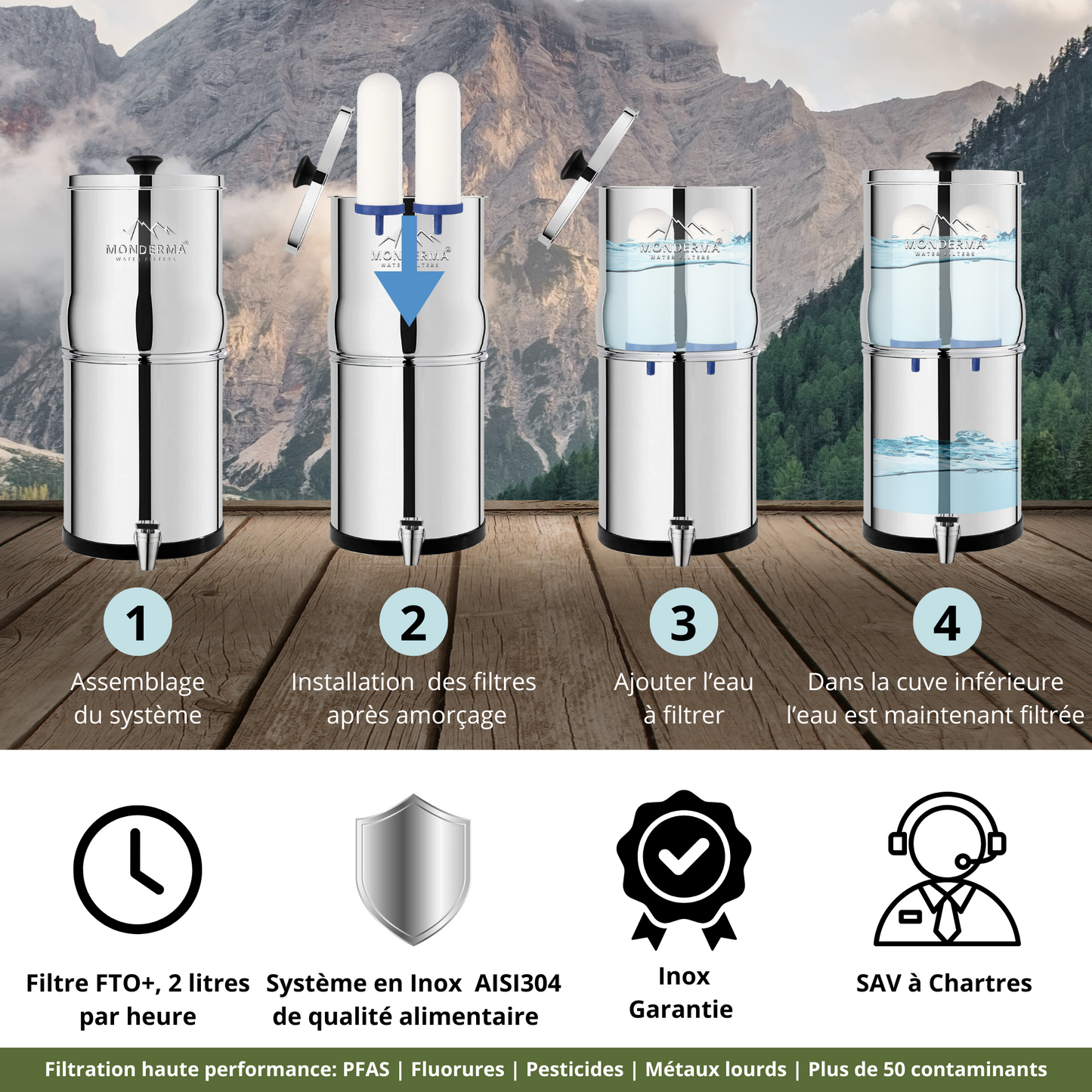 Fontaine Monderma Max Big 8.5L - inclus filtres 2 FTO+,1 robinet avec vue