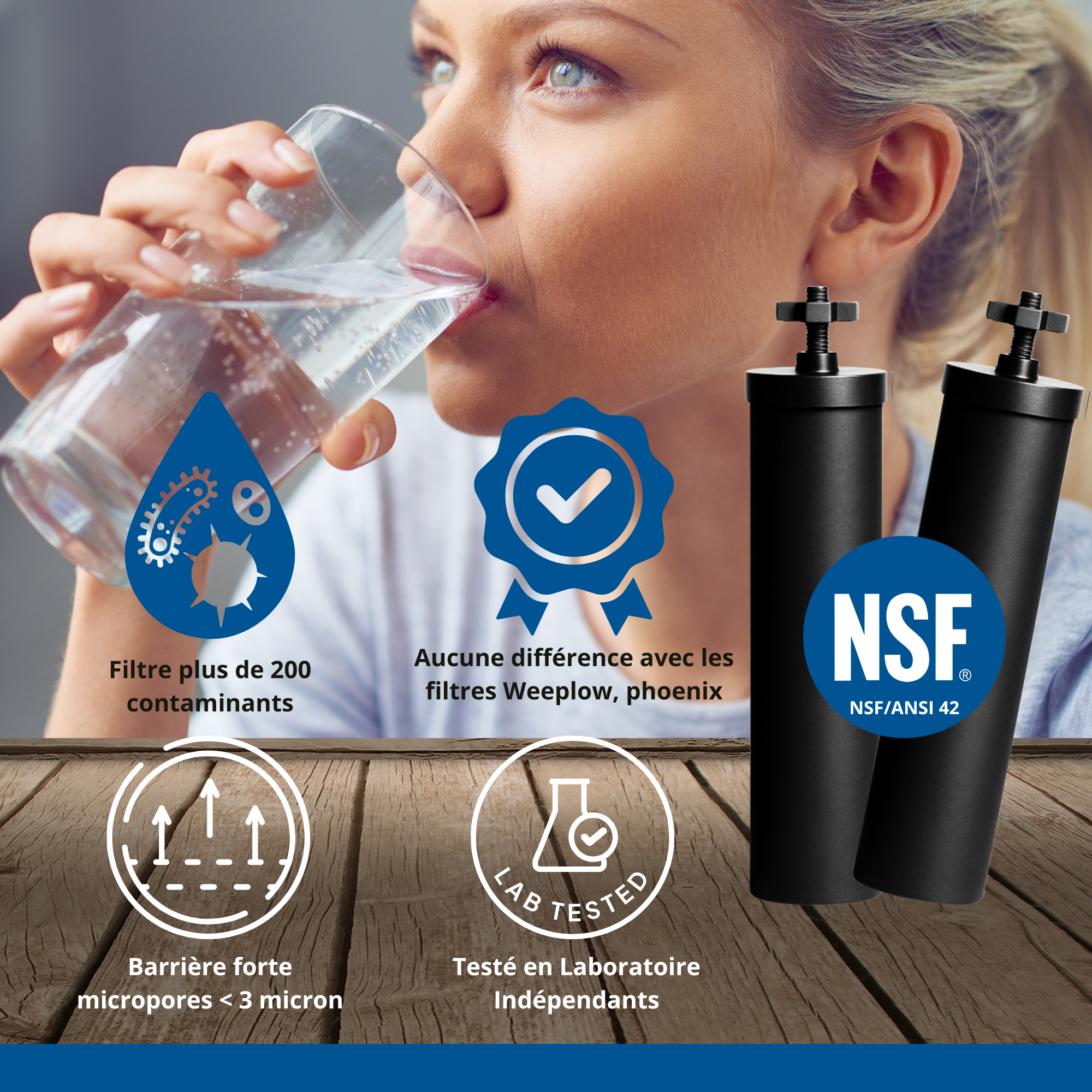 Fontaine à eau Monderma Max travel 5.6L - inclus 2 filtres black filters, 1 base inox, 1 robinet avec vue