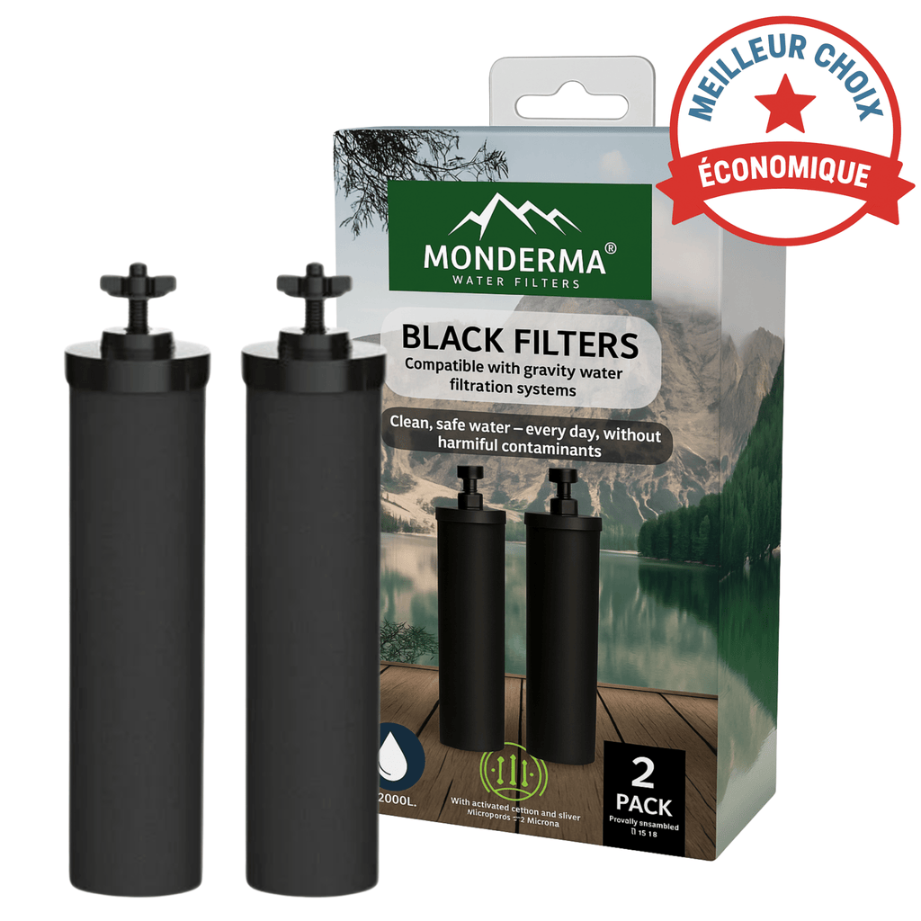 Monderma Fontaine à gravité purificateur d'eau Monderma Cartouche Black Filters - Lot de 2 - 12 mois de filtration