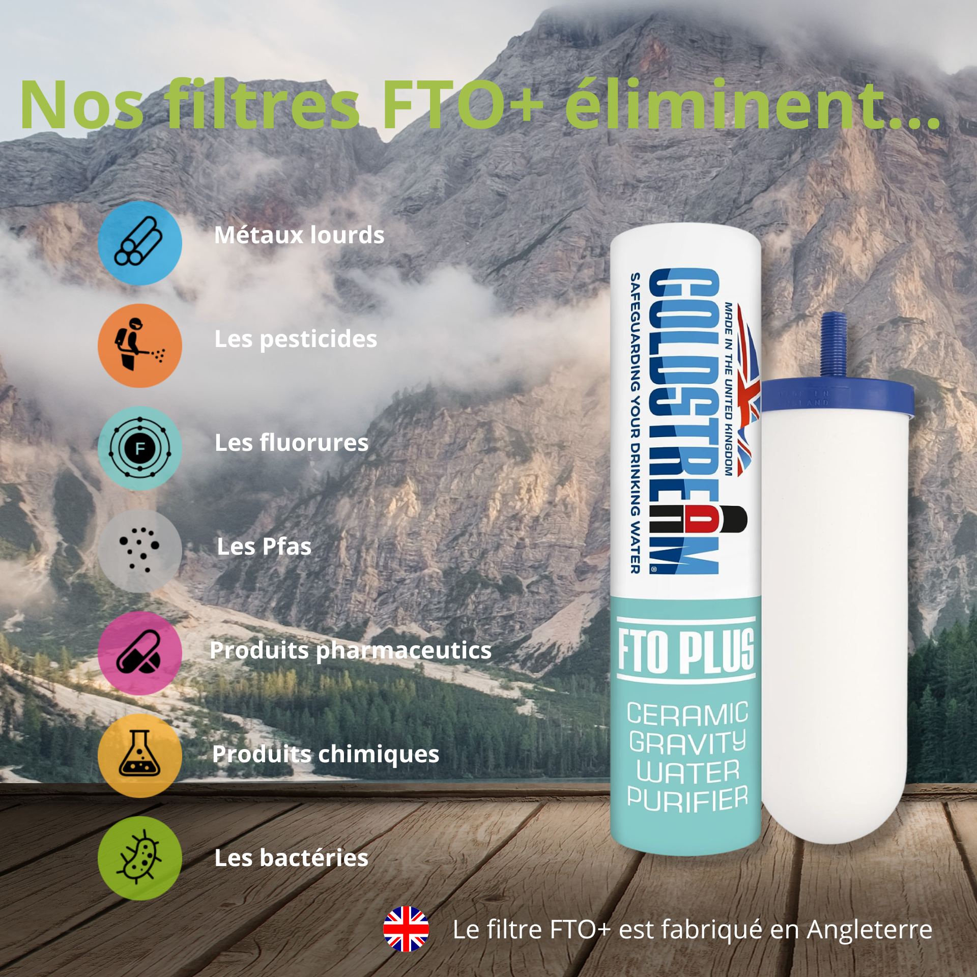 Filtre à eau par gravité en inox alimentaire pour 2 à 4 personnes, AVEC Filtre à eau par gravité en inox alimentaire pour 2 à 4 personnes, AVEC