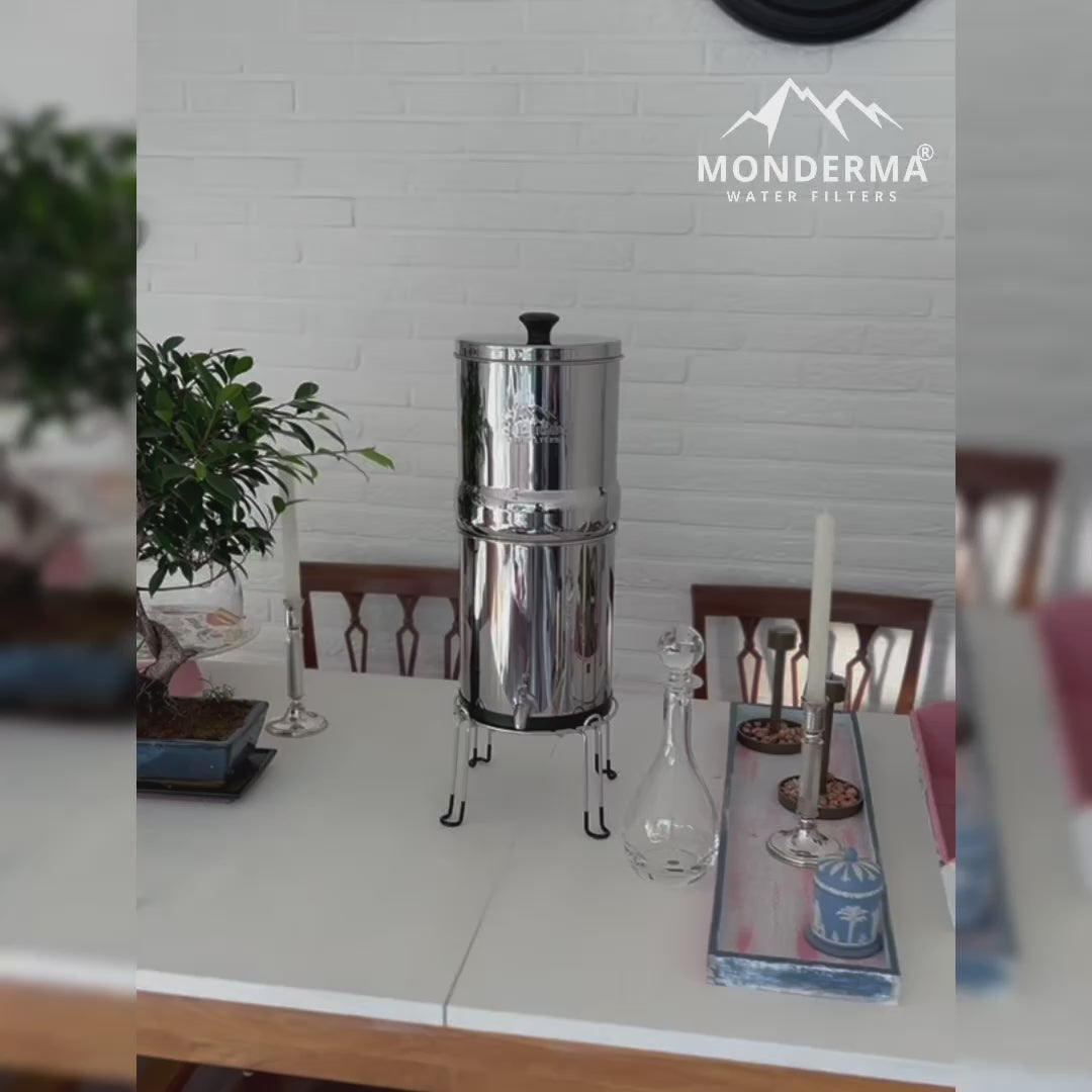 Fontaine à eau Monderma Max travel 5.6L - inclus 2 filtres black filters, 1 base inox, 1 robinet avec vue
